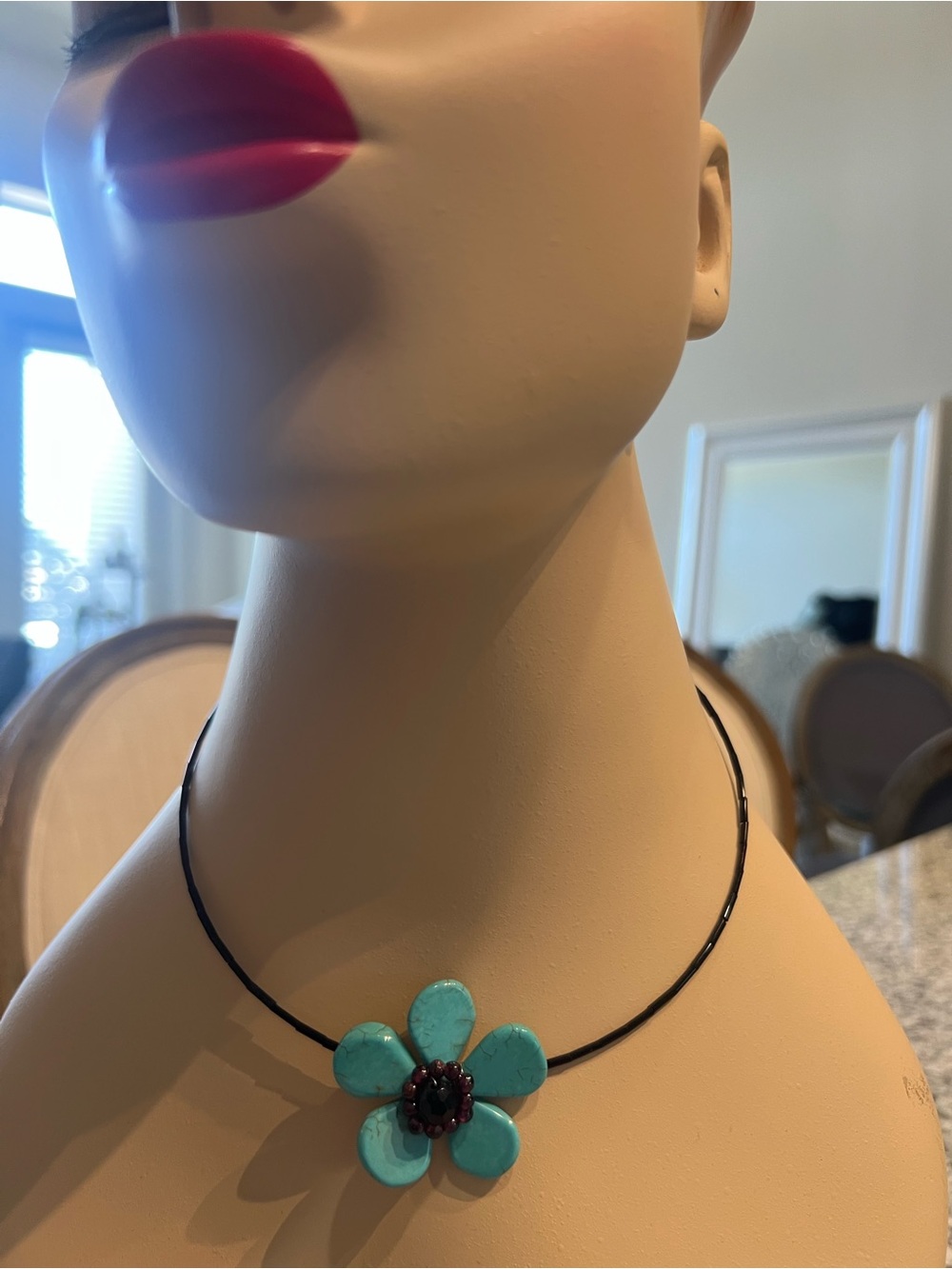 Turquoise Flower Pendant Necklace - Women Jewelry